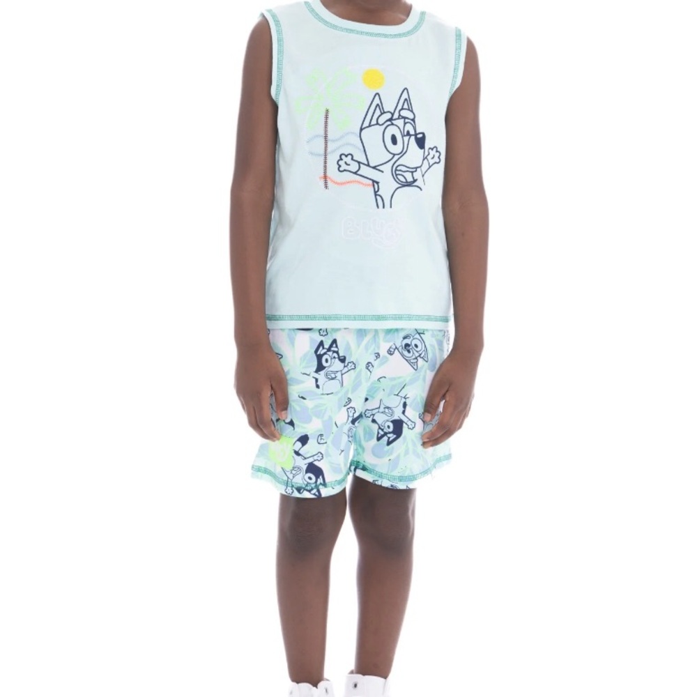 Bluey Toddler Boys Graphic Print Tank Top and Shorts Set, 2-Piece.
